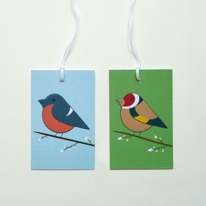 Bullfinch & Goldfinch gift tags pack, Garden birds gift labels set image 2