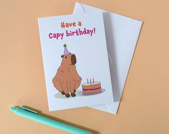 Have A Capy Birthday Card, Cute Capybara Greeting Card for Friend