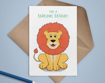 Have a Roarsome Birthday lion card