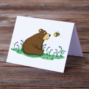 Bear, bee and bluebells card, Birthday card for nature lover, Gift for gardener image 2