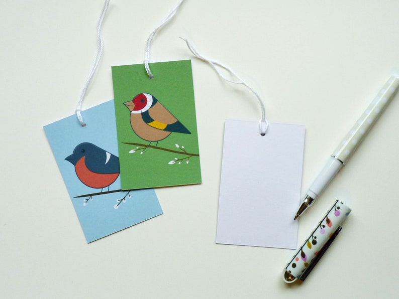 Bullfinch & Goldfinch gift tags pack, Garden birds gift labels set image 3