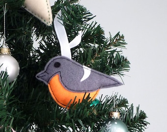 Bullfinch garden bird hanging felt decoration