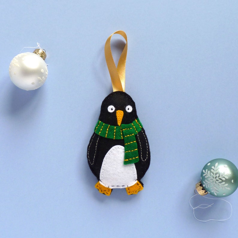 Penguin Felt Hanging Decoration Penguin Christmas Tree Bauble Etsy