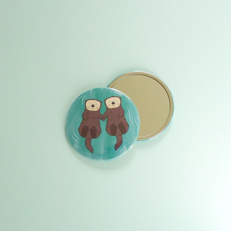 Sea Otter pocket mirror, Significant Otter makeup mirror, Self care gift for her image 1
