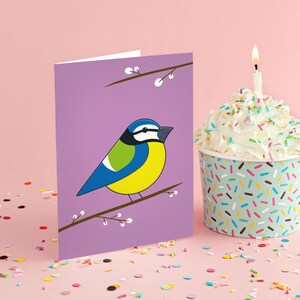 Blue Tit birthday card, Cute garden bird anniversary card image 2