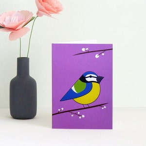 Blue Tit birthday card, Cute garden bird anniversary card image 3