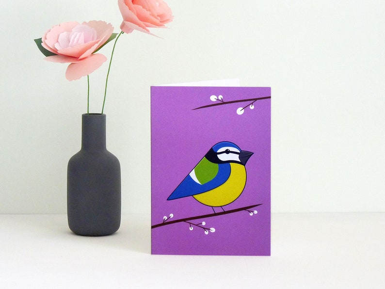 Blue Tit Birthday Card Cute Garden Bird Anniversary Card Etsy