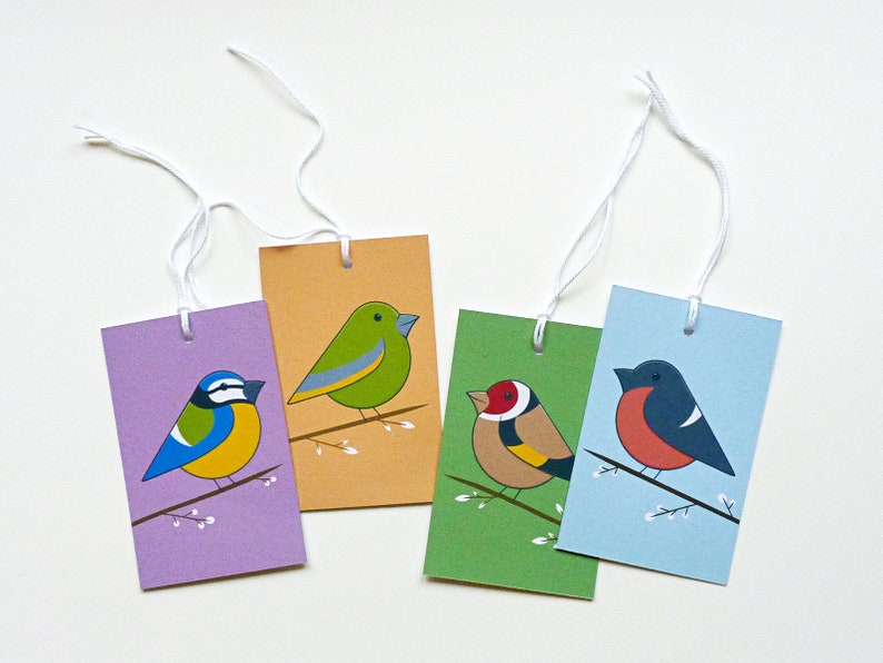 Bullfinch & Goldfinch gift tags pack, Garden birds gift labels set image 4