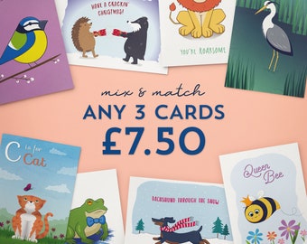 Mix & match greetings card bundle, Choose any 3 cards for 7.50
