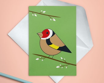 Goldfinch birthday card, Garden bird anniversary card