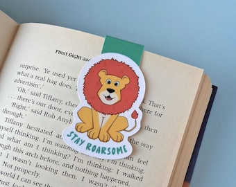 Lion Magnetic Bookmark, Stay Roarsome Positivity Gift for Book Lovers