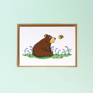 Bear, bee and bluebells card, Birthday card for nature lover, Gift for gardener image 3