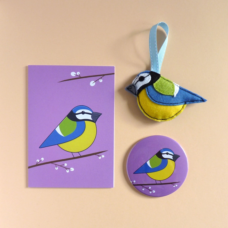 Blue Tit birthday card, Cute garden bird anniversary card image 4