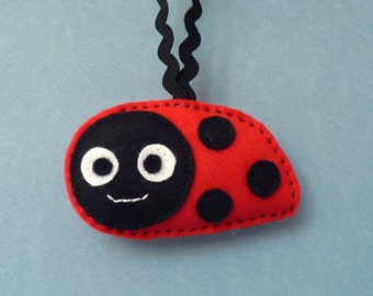 Ladybird felt hanging decoration, Ladybug good luck gift