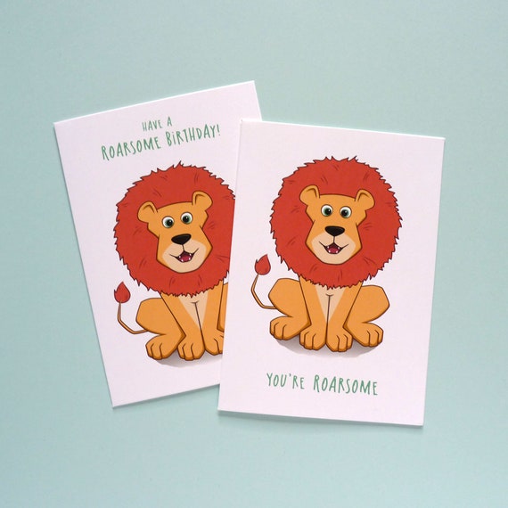 Lion Birthday Card Roarsome Birthday Card Card for son -  Portugal