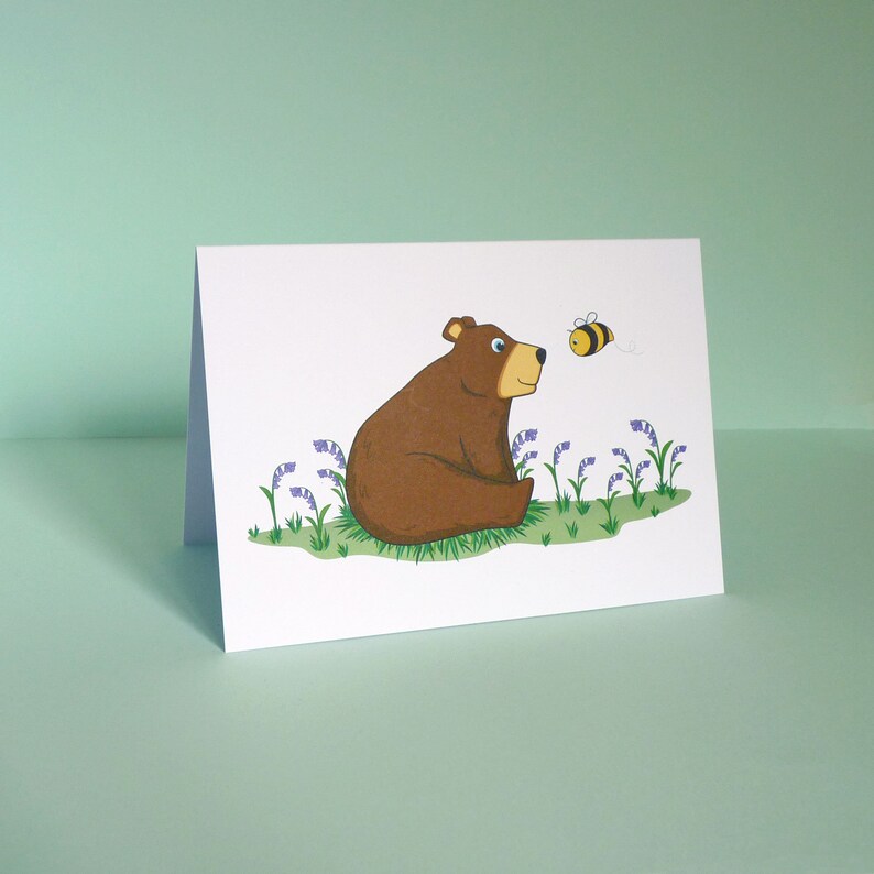 Bear, bee and bluebells card, Birthday card for nature lover, Gift for gardener image 4