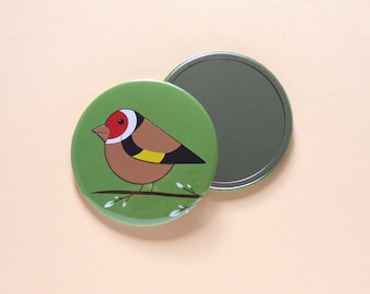 Goldfinch bird pocket mirror, Mother's Day self care gift