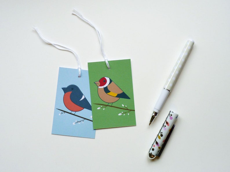 Bullfinch & Goldfinch gift tags pack, Garden birds gift labels set image 1