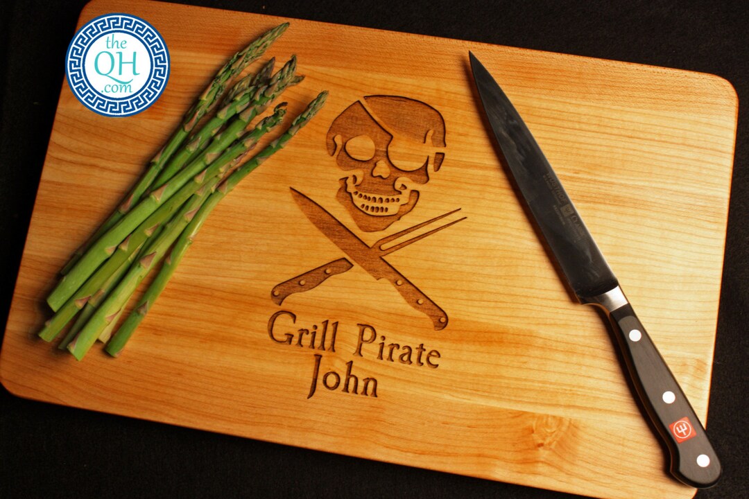 Personalized Cutting Board BOOS Engraved Grill Pirate Skull Etsy