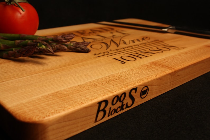 Custom Engraved Bread Salt Wine Boos Block Personalized Cutting Board Housewarming Gift