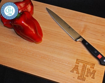 BOOS Personalized Cutting Board w/ Engraved Texas Aggie Aggies A&M Atm Gift for Graduate Graduation Dorm Housewaming Boss Dad Bbq Grill