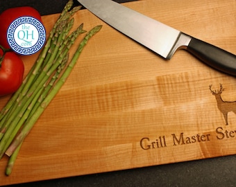 Grillmaster gift Father's Day BOOS Maple Custom Engraved Stag Deer Hunter