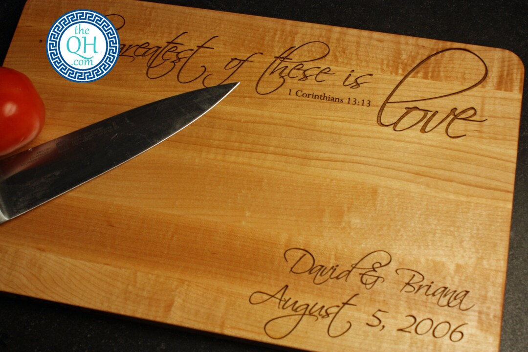 Personalized Cutting Board BOOS W/ Scripture Corinthians Greatest of