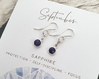 September Birthstone Sapphire Earrings, Christmas Gift, Birthday Gift for Her, Sterling Silver Earrings, Gift for Friend, Sapphire Jewellery