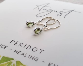 Peridot Sterling Silver Earrings: August Birthstone Leverback Jewelry