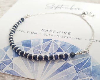 Sapphire Bracelet, September Birthstone, Christmas Gift, Sterling Silver Jewellery, Gemstone Bracelet, Gift Friend, Birthday Gift for Her