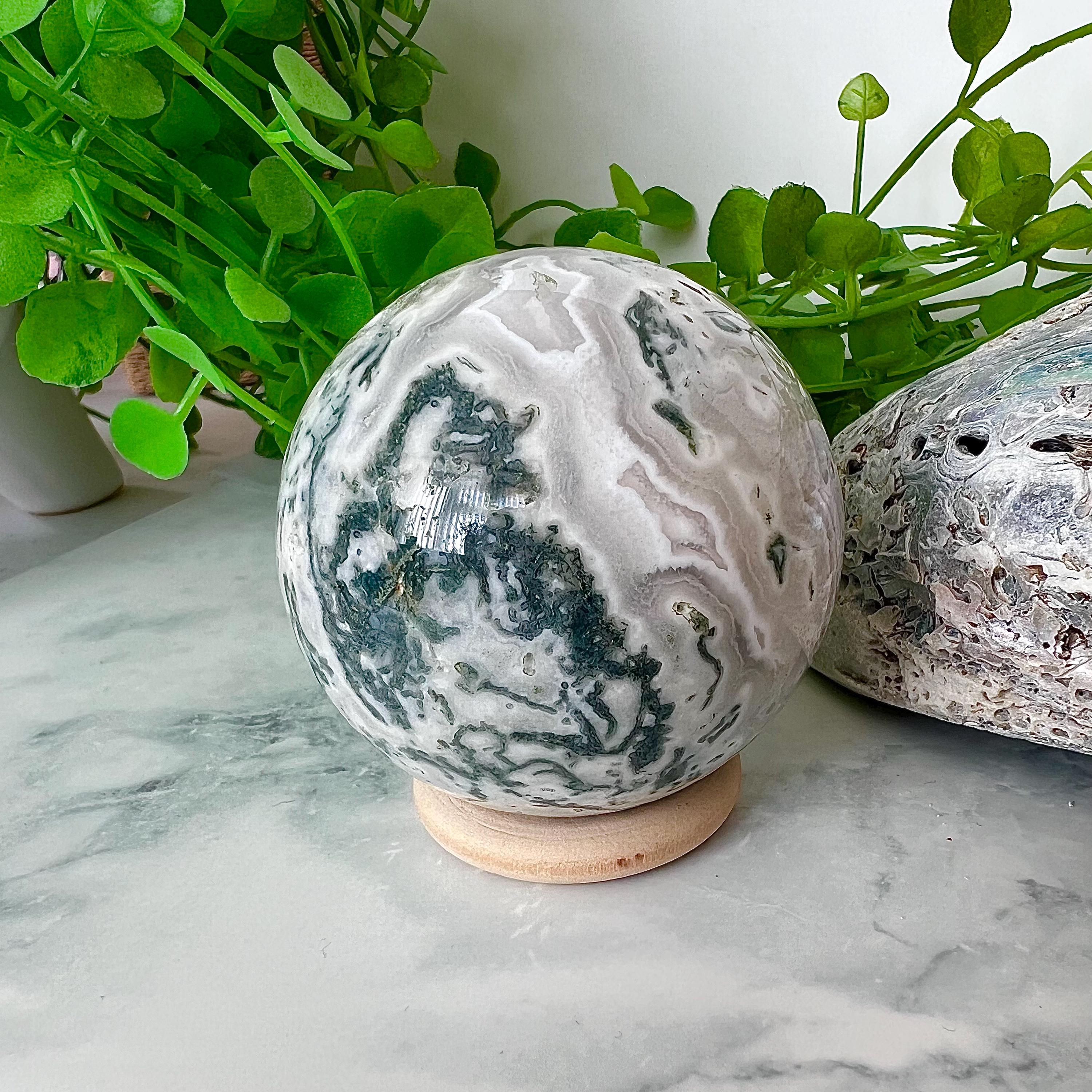 Moss agate sphere - Etsy 日本