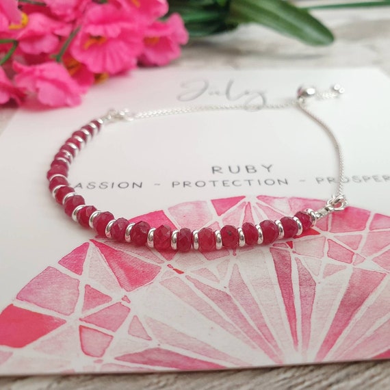 Ruby Slider Bracelet: Sterling Silver July Birthstone Jewellery