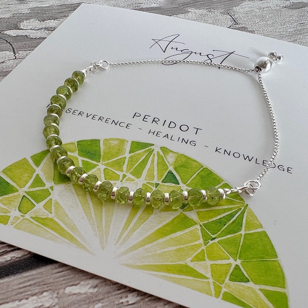 Peridot Bracelet, August Birthstone, Peridot Jewellery, Birthday Gift, Gemstone Bracelet, Gift for Friend, Gift for Friend, Daughter, Mum