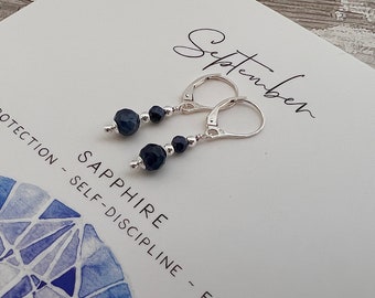 Sapphire Earrings, September Birthstone, Gift for Her, Sterling Silver Earrings, Gift for Friend, Sapphire Jewellery, Birthday Present