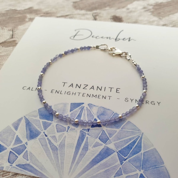 Tanzanite Bracelet, December Birthstone Jewellery, December Birthday Gift, Christmas Gift for Her, Gemstone Tanzanite Jewellery, Friend Gift