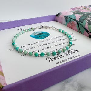 Gemstone December Birthstone Gift December Birthstone Healing Bracelet Turquoise Bracelet – Sterling Silver December  Birthstone Jewellery – Handmade Gemstone Bracelet Gift For