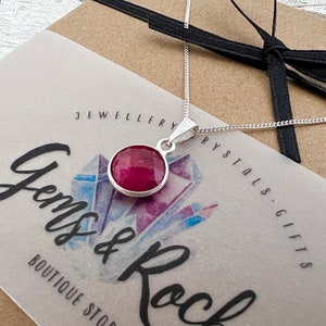 Ruby Necklace, July Birthday Gift for Female, Birthstone Jewellery, Sterling Silver Gemstone Necklace, Christmas Gift for Friend, Daughter