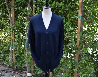 Large/X-Large Men's Navy Blue Alpaca Cardigan. Unisex Sweater Buttons Pockets. Elegant Sweater. Navy Sweater. Beautiful Cardigan. Soft. Cozy
