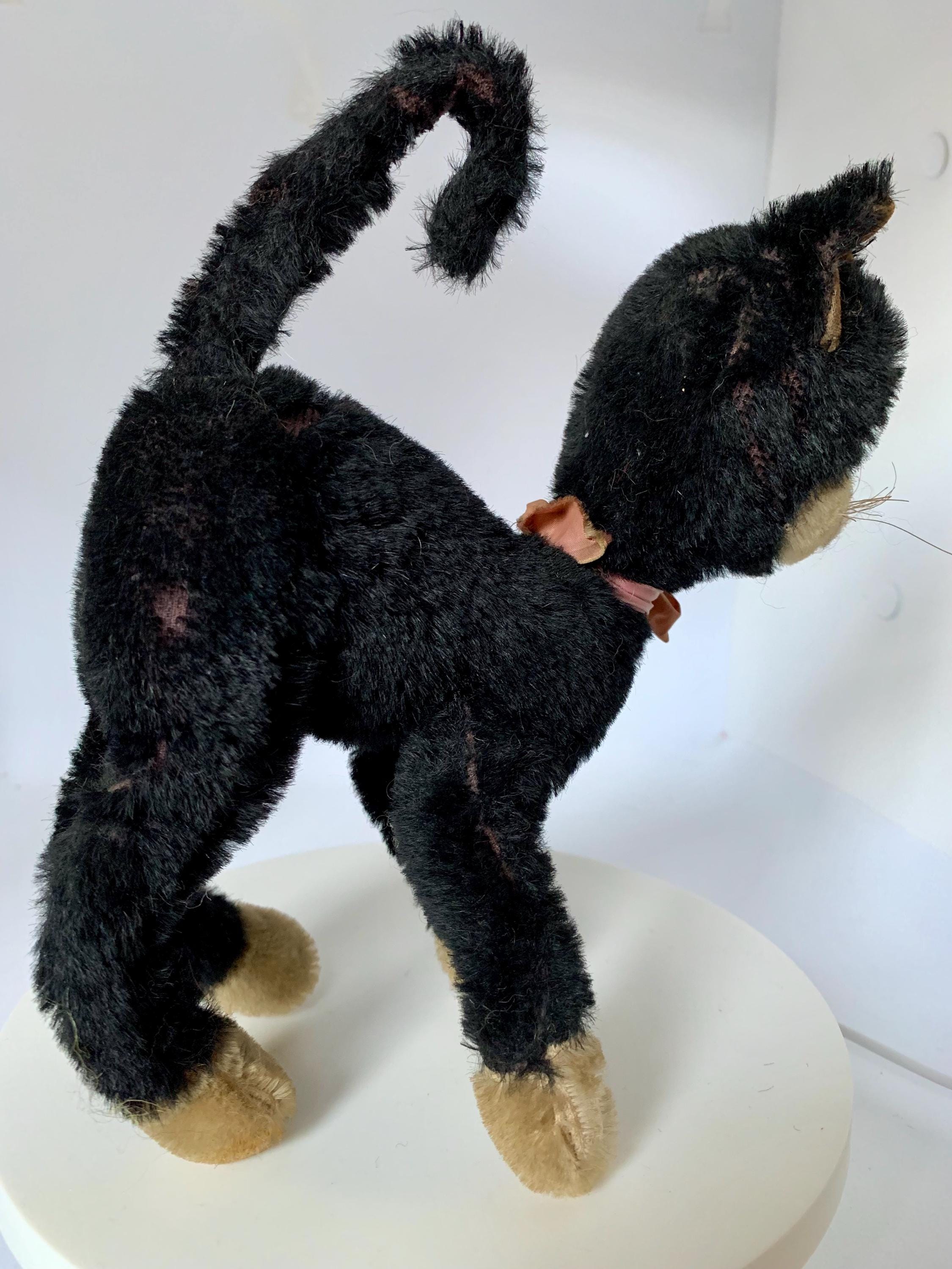 Vintage Rare Original 50's SCHUCO Cute Black Cat, Mohair