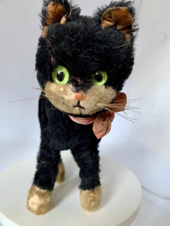 シュコ　ヴィンテージ　黒猫　ぬいぐるみ　Schuco Vintage Rare Original 50's SCHUCO Cute Black Cat, Mohair