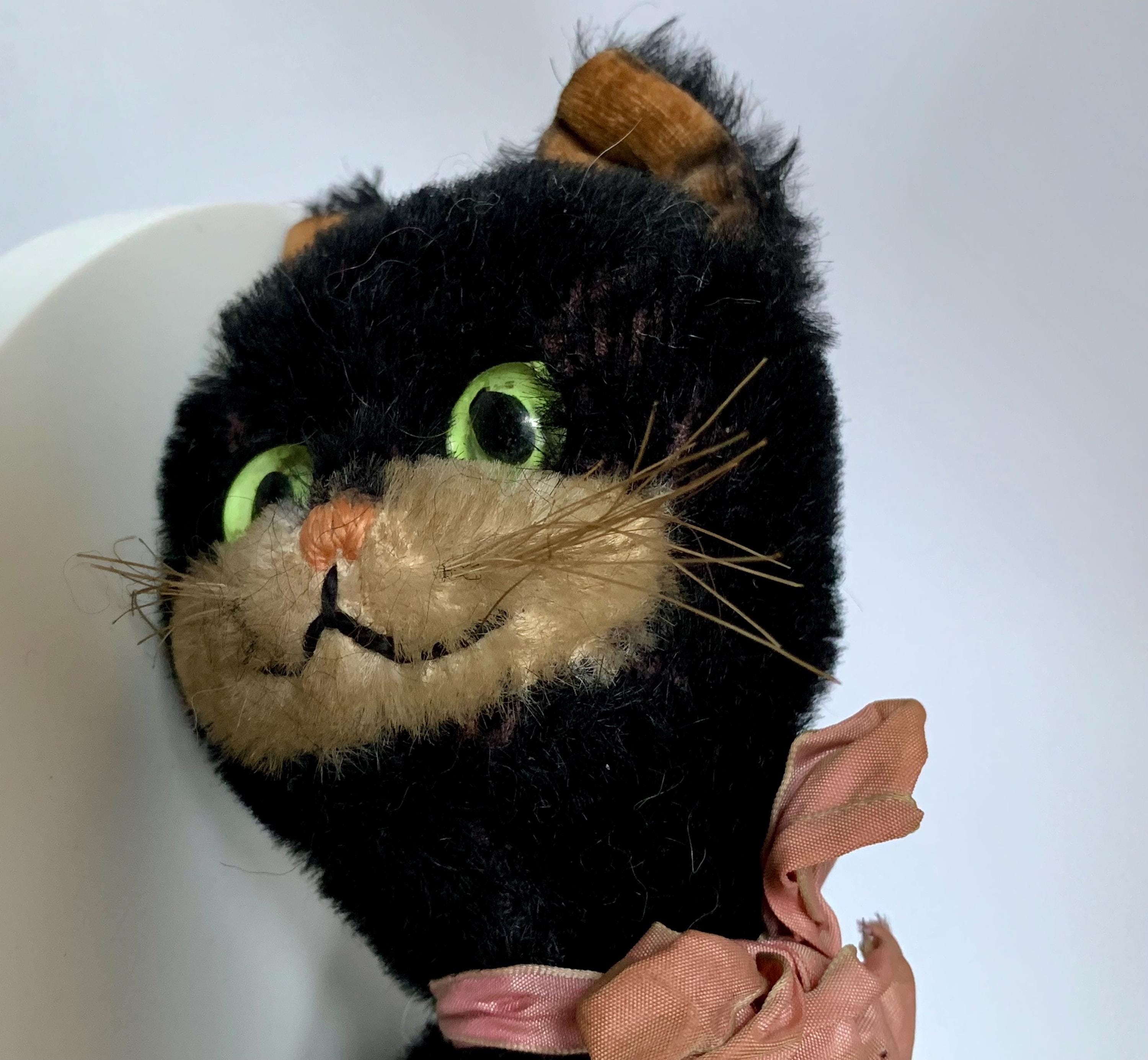 Vintage Rare Original 50's SCHUCO Cute Black Cat, Mohair, Special