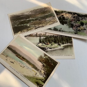 4 1930’s Vintage Hand Coloured BC Postcards. Excellent. Canadian