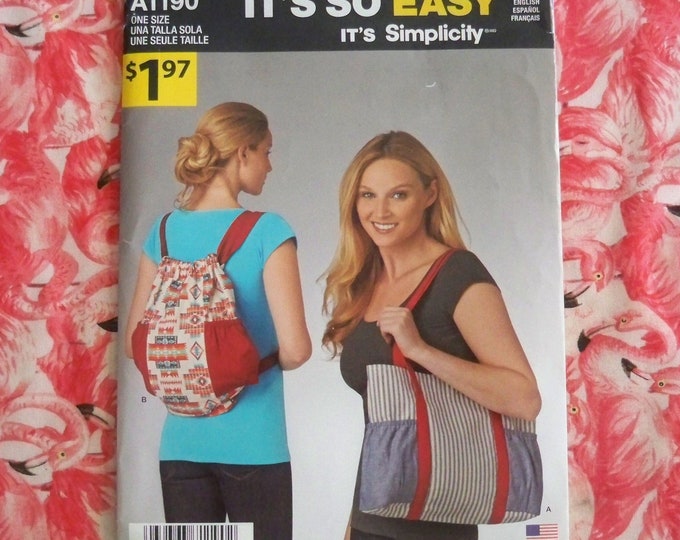 Simplicity A 1190 Sewing Pattern Tote Bag and Drawstring Backpack It's ...