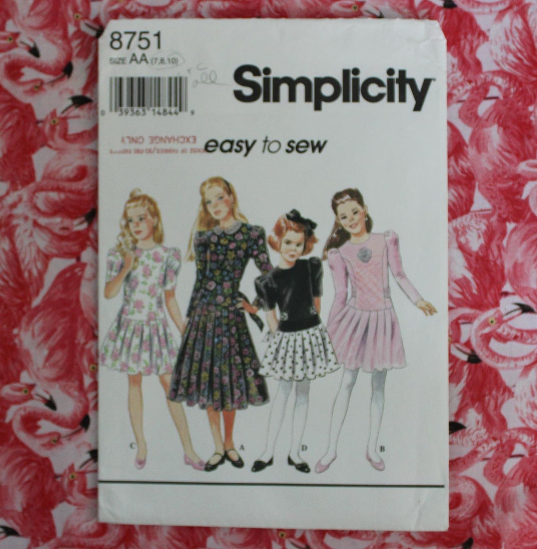 Simplicity 8751 Girl's Dress in Two Lengths. Girl's Size 7,8,10 ...