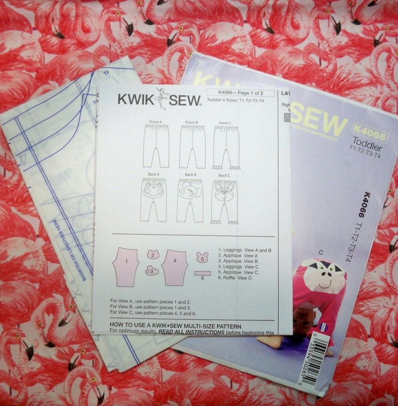 Style 4066 Pattern Uncut Kwik Sew 4066 Toddlers' Leggings With Appliques Size T1-T2-T3-T4 ...