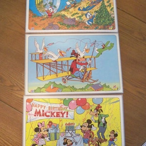 Vintage Disney PepsiCo Placemats Mickey Mouse Goofy Daisy, Scrooge Happy Birthday Mickey set of 3