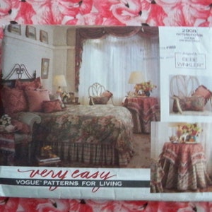 Uncut Vogue 2908 Swag and Jabot, Pillow Sham, Lingerie Envelope, Neckroll or Cushion Cover, Table Shawl, Coverlet, Dust Ruffle, Table Skirt