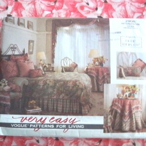 Uncut Vogue 2908 Swag and Jabot, Pillow Sham, Lingerie Envelope, Neckroll or Cushion Cover, Table Shawl, Coverlet, Dust Ruffle, Table Skirt