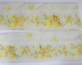 Vintage Pillowcase with Yellow Flowers