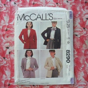 Uncut McCall&#39;s 8290 Misses&#39; Lined Jacket Size 20 Bust 42